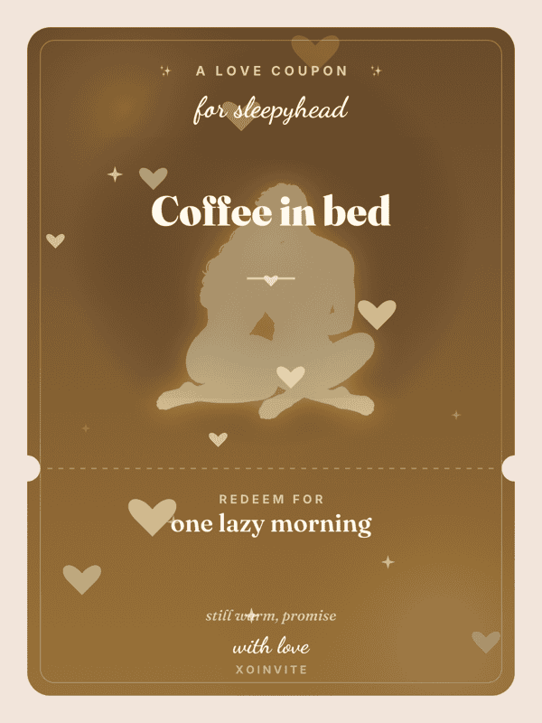 Coffee in bed love coupon card