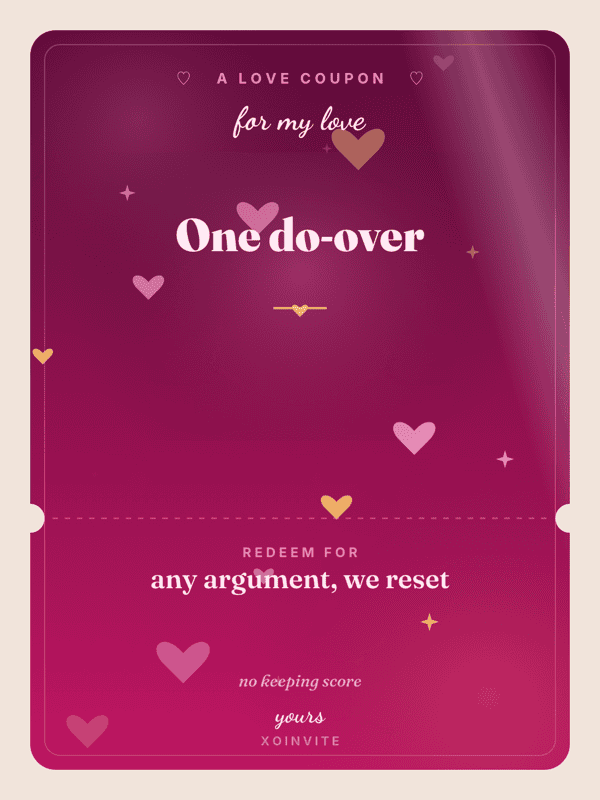 One do-over love coupon card