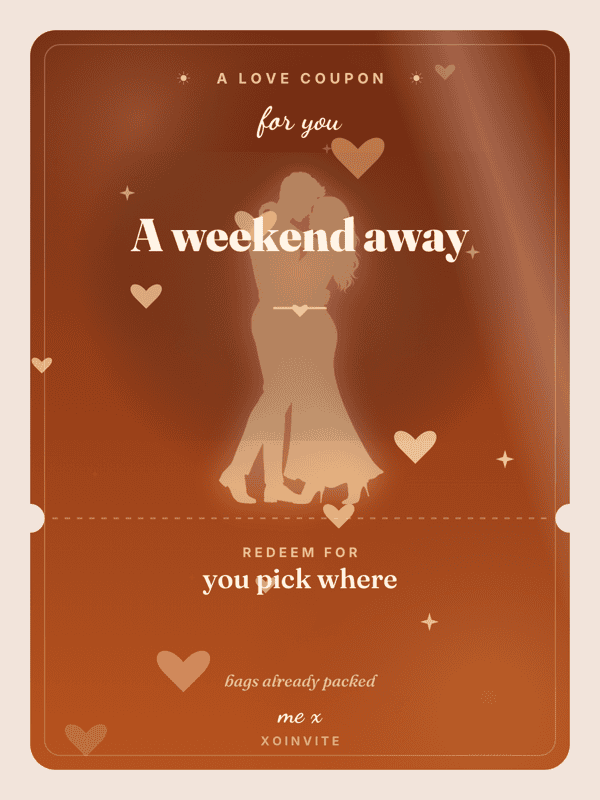 A weekend away love coupon card