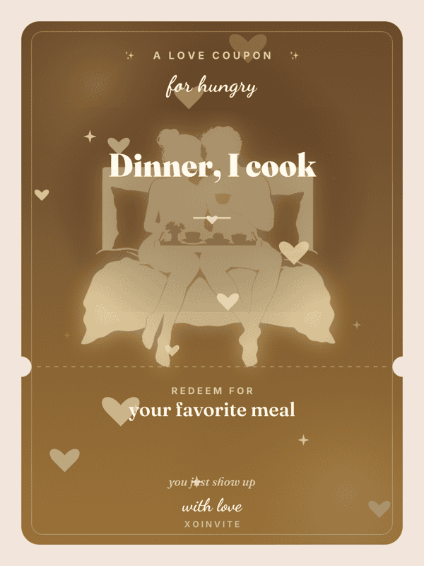 Dinner, I cook love coupon card
