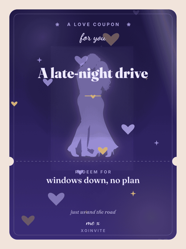A late-night drive love coupon card