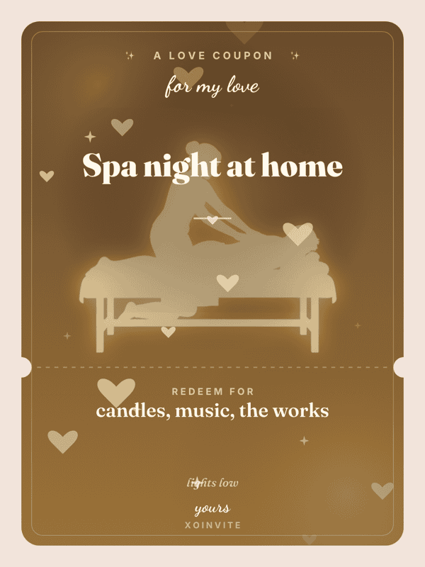 Spa night at home love coupon card